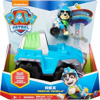 Spin Master paw patrol, rexs dinosaur rescue vehicle with collectible action figure,  t 097739 778988507902