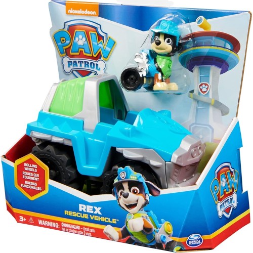 Spin Master paw patrol, rexs dinosaur rescue vehicle with collectible action figure,  t 097739 778988507902