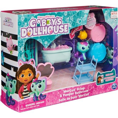 Spin Master Gabbys Dollhouse Κουκλόσπιτο Gabbys, Mercat Primp & Pamper Bathroom Με Φιγούρα Mercat Και 3 Αξεσουάρ 092134 77898837