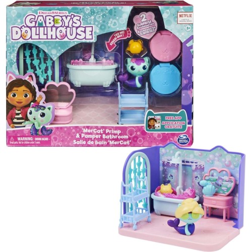 Spin Master Gabbys Dollhouse Κουκλόσπιτο Gabbys, Mercat Primp & Pamper Bathroom Με Φιγούρα Mercat Και 3 Αξεσουάρ 092134 77898837