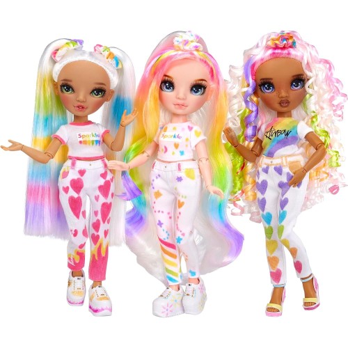 MGA Entertainment Rainbow High Colour & Create Fashion DIY Doll - Green Eyes, Pig Tails, Bonus Top & Shoes, And Washable Rainbow