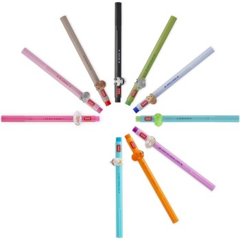 Legami - Gel Pen - Lovely Friends, Removable And Recombinable Decorative Animal, Prevents Rolling, Purple Ink, Fine Tip 0.5 Mm, 