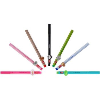 Legami - gel pen with decorative animal - lovely friends, avoid rolling, pink ink, removable and recombinable animal, 0.5 mm tip