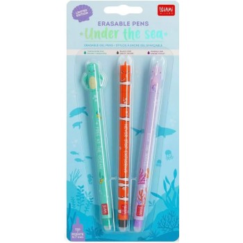 Legami SET OF 3 ERASABLE GEL PENS - UNDER THE SEA - SEA TURTLE + CLOWNFISH + SEAHO EPSET0007 8052694007997