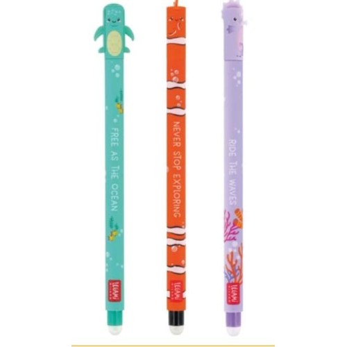 Legami SET OF 3 ERASABLE GEL PENS - UNDER THE SEA - SEA TURTLE + CLOWNFISH + SEAHO EPSET0007 8052694007997