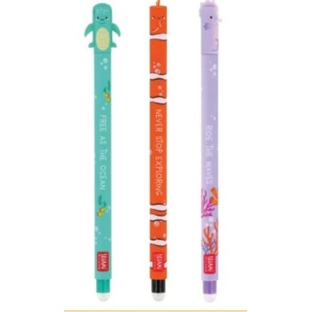 Legami SET OF 3 ERASABLE GEL PENS - UNDER THE SEA - SEA TURTLE + CLOWNFISH + SEAHO EPSET0007 8052694007997