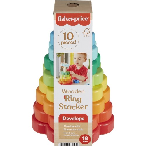 Mattel Fisher-Price Ξύλινη Πυραμίδα Παιχνίδι Κινητικών Δεξιοτήτων HXT77 194735238422