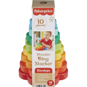 Mattel Fisher-Price Ξύλινη Πυραμίδα Παιχνίδι Κινητικών Δεξιοτήτων HXT77 194735238422