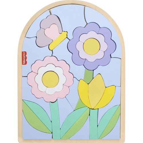 Mattel Fisher-Price Ξύλινο Παζλ 38 Τεμάχια Λουλούδια HXT97 194735238507