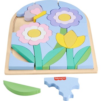 Mattel Fisher-price Wooden Flower Puzzle Blocks HXT97 194735238507