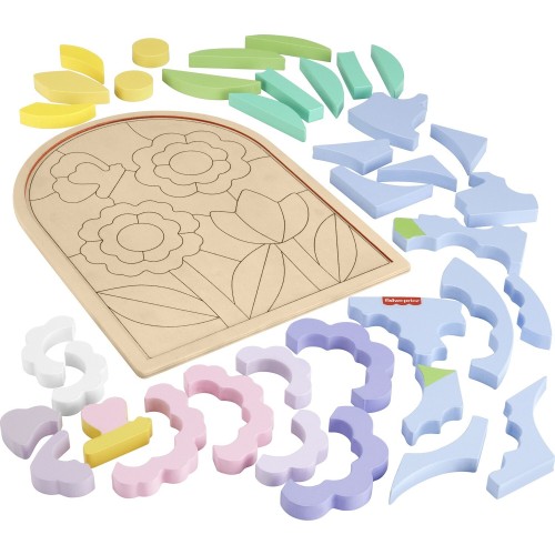 Mattel Fisher-price Wooden Flower Puzzle Blocks HXT97 194735238507