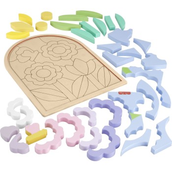 Mattel Fisher-price Wooden Flower Puzzle Blocks HXT97 194735238507