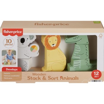 Mattel Fisher-Price Ξύλινα Ζωάκια Παιχνίδι Κινητικών Δεξιοτήτων HXV04 194735238538