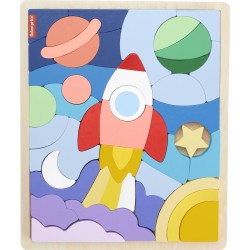 Mattel Fisher-Price Ξύλινο Παζλ 42 Τεμάχια Διάστημα HXY42 194735241750