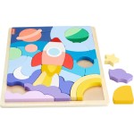 Mattel Fisher-price Wooden Space Blocks Puzzle HXY42 194735241750
