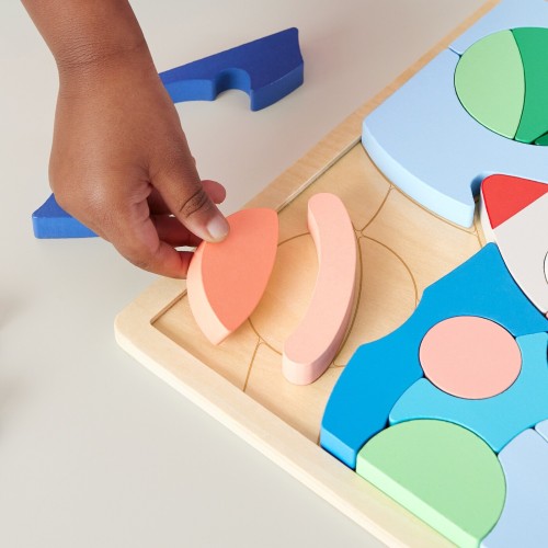 Mattel Fisher-price Wooden Space Blocks Puzzle HXY42 194735241750