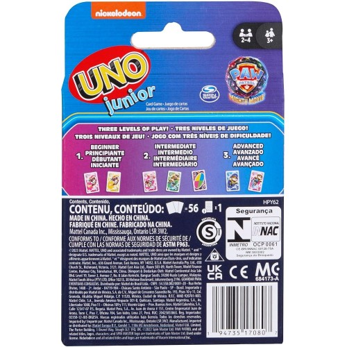 Mattel UNO Junior Paw Patrol Επιτραπέζιο Παιχνίδι Με Κάρτες HPY62 194735170807