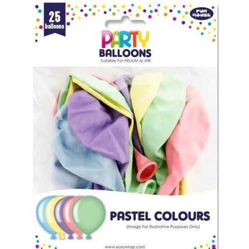 Eurowrap Set Of Balloons 25Pcs Colorful Pastel 25Cm 3412924-MPCC 5033601502371