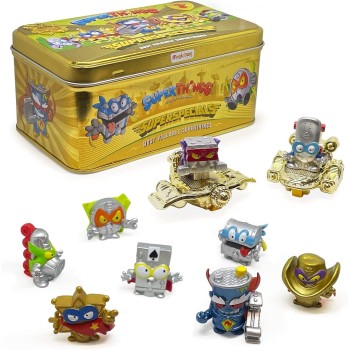 As company Superzings Superthings Series 3 Gold Tin Box Special Characters, Includes The Ultra-Rare Superthing And Superbot Fury