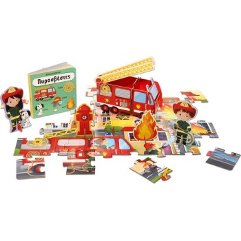 ΨΥΧΟΓΙΟΣ Firefighters: Book and Puzzle 40 pcs With Figures 29699 9786180153682