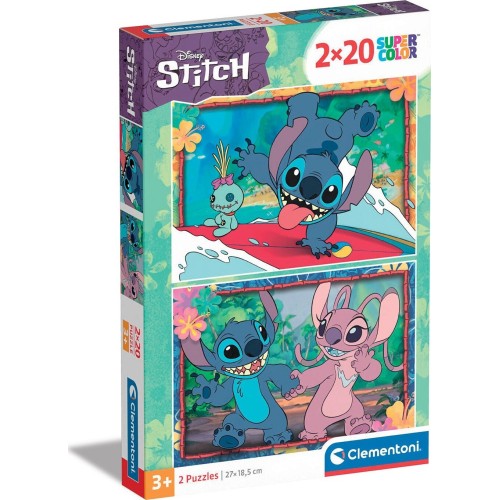 Clementoni Παιδικό Παζλ Super Color Disney Stitch 2X20 Τμχ 1200-24809 8005125248094