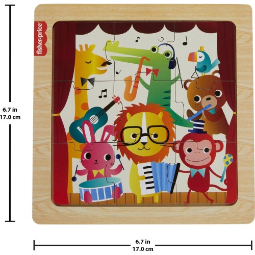 Mattel Fisher-Price Ξύλινο Παζλ 9 Τεμάχια Ζώα HXV15 / HXV18 194735238583