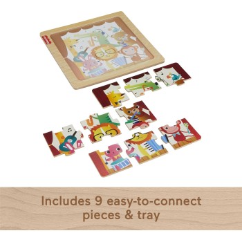 Mattel Fisher-Price Ξύλινο Παζλ 9 Τεμάχια Ζώα HXV15 / HXV18 194735238583