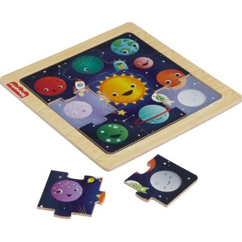 Mattel Fisher-Price Ξύλινο Παζλ 9 Τεμάχια Πλανήτες HXV15 / HXV16 194735238613