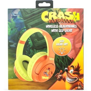 otl technologies Cb1218 Crash Bandicoot Led Light Up Wireless Bluetooth Headphones - Orange  5055371628099