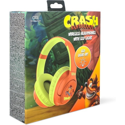 otl technologies Cb1218 Crash Bandicoot Led Light Up Wireless Bluetooth Headphones - Orange  5055371628099
