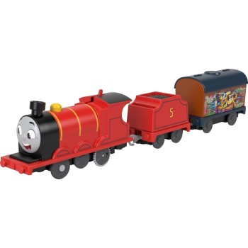 Mattel Thomas And Friends Motorized Toy Train Graffiti James Battery-Powered Engine With Tender & Cargo Car HFX97 / HTN42 194735