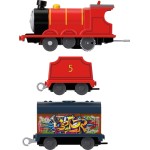 Mattel Thomas And Friends Motorized Toy Train Graffiti James Battery-Powered Engine With Tender & Cargo Car HFX97 / HTN42 194735