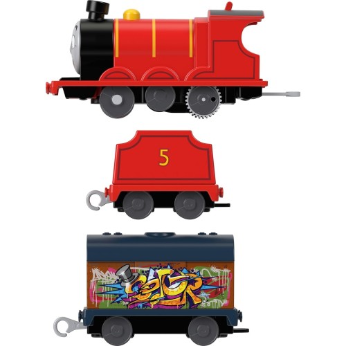 Mattel Thomas And Friends Motorized Toy Train Graffiti James Τόμας Μηχανοκίνητα Τρένα Με 2 Βαγόνια HFX97 / HTN42 194735195008