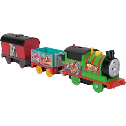 Mattel Thomas And Friends Motorized Toy Train Graffiti Percy Battery-Powered Engine With Tender & Cargo Car HFX97 / HTN41 194735