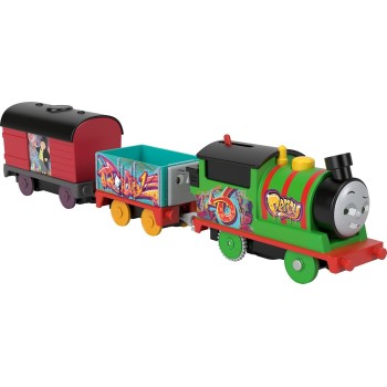 Mattel Thomas And Friends Motorized Toy Train Graffiti Percy Battery-Powered Engine With Tender & Cargo Car HFX97 / HTN41 194735