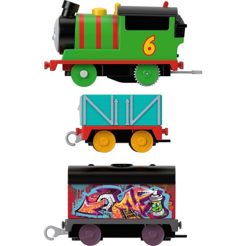 Mattel Thomas And Friends Motorized Toy Train Graffiti Percy Τόμας Μηχανοκίνητα Τρένα Με 2 Βαγόνια HFX97 / HTN41 194735194568