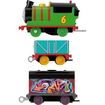 Mattel Thomas And Friends Motorized Toy Train Graffiti Percy Τόμας Μηχανοκίνητα Τρένα Με 2 Βαγόνια HFX97 / HTN41 194735194568