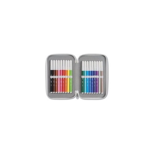 CARIOCA Κασετίνα Fluo Με 2 Φερμουάρ Γεμάτη Μαύρο C42801 8003511418014