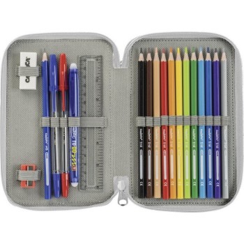 CARIOCA Κασετίνα Fluo Με 2 Φερμουάρ Γεμάτη Μαύρο C42801 8003511418014