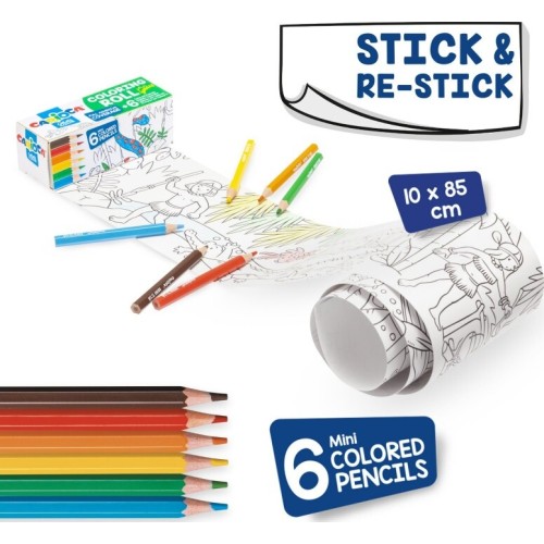 CARIOCA Mini Coloring Roll + 6 Pencils White C42983 8003511429836