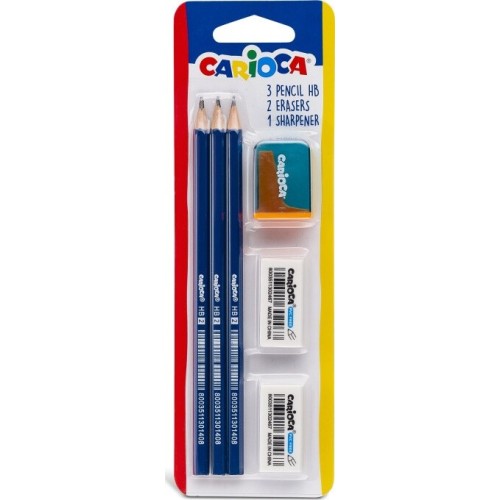 CARIOCA School set hb Pencils + Erasers and Sharpener C43287 8003511432874