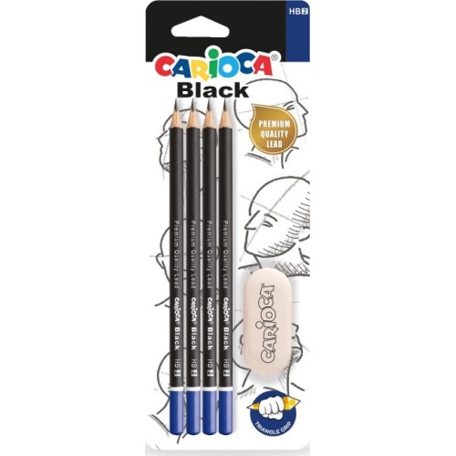 CARIOCA Graphite Pencils hb 4 pcs + Eraser C42513 8003511425135
