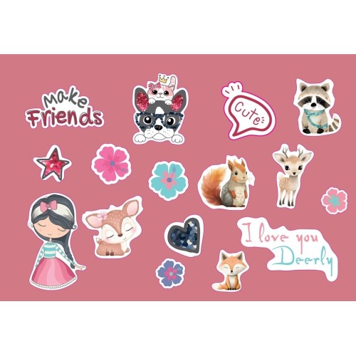 Diakakis imports The Littlies Girl Drawing Pad 40 Sheets With Stickers-Stencils- 2 Coloring Pages, 23X33 Cm. 000647034 520569868