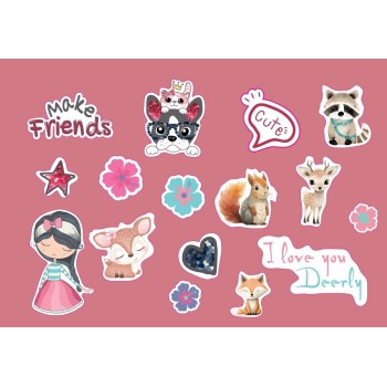 Diakakis imports The Littlies Girl Drawing Pad 40 Sheets With Stickers-Stencils- 2 Coloring Pages, 23X33 Cm. 000647034 520569868