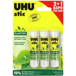 UHU Κόλλα Stic Renature 8,2Gr 2+1 Δώρο 7000344 4026700334654