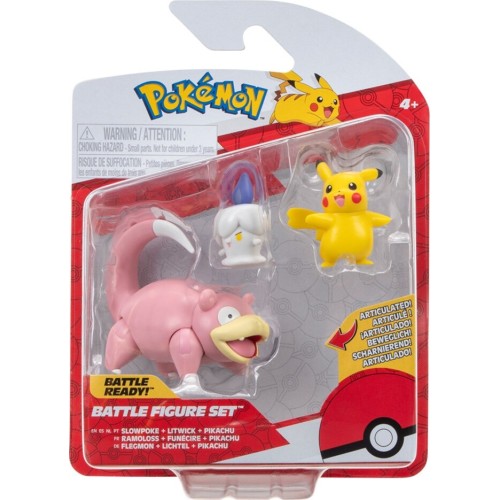 Jazwares Pokemon Φιγούρες 3 Τεμ. W18 (4 Σχέδια) – Pikachu (Female), Litwick, Slowpoke PKW3056 JW095155-W18 191726481355