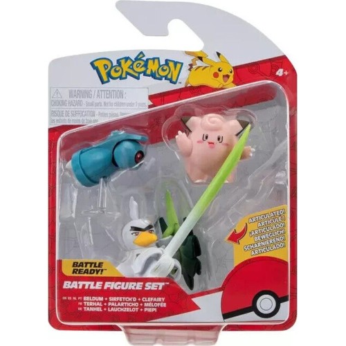 Jazwares Pokemon Figures 3 Pcs. W18 (4 Designs) – Clefairy, Beldum, Sirfetch'd Pkw3057 JW095155-W18 191726481362