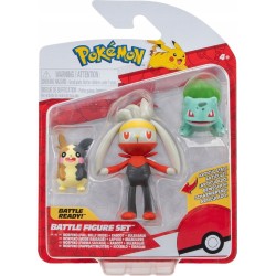 Jazwares Pokemon Figures 3 Pcs. W18 (4 Designs) – Belly Mode), Bulbasaur 1, Raboot Pkw3055 JW095155-W18 191726481348