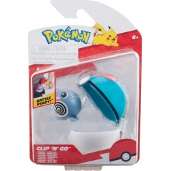 Jazwares Pokemon - Poke Ball Clip N Go With Figure W17 (6 Designs) – Poliwag With Lure Ball Pkw3626 JW095057-W17 191726709688