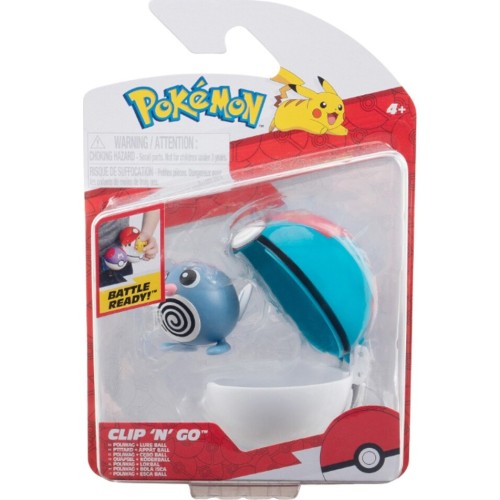 Jazwares Pokemon - Poke Ball Clip N Go Με Φιγούρα W17 (6 Σχέδια) – Poliwag With Lure Ball PKW3626  JW095057-W17 191726709688